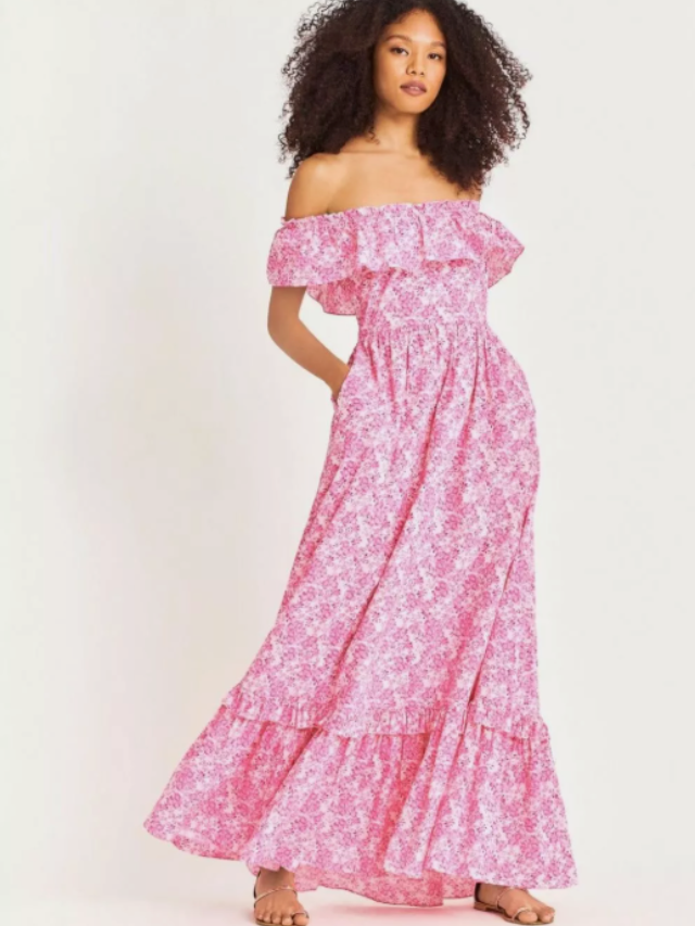 Love Shack Fancy Tara Dress in Pink Berry Fields - Size 0