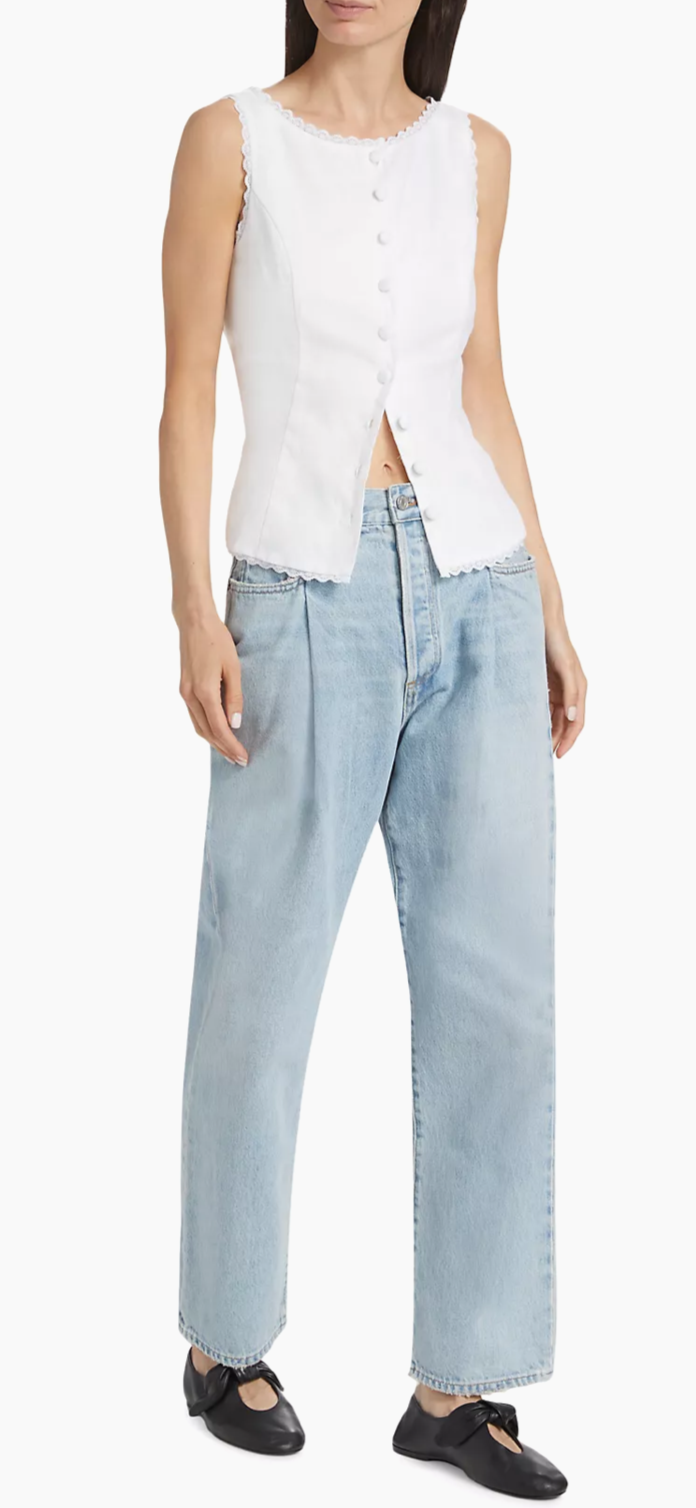 Reformation Amela Linen Top in White - Size 0