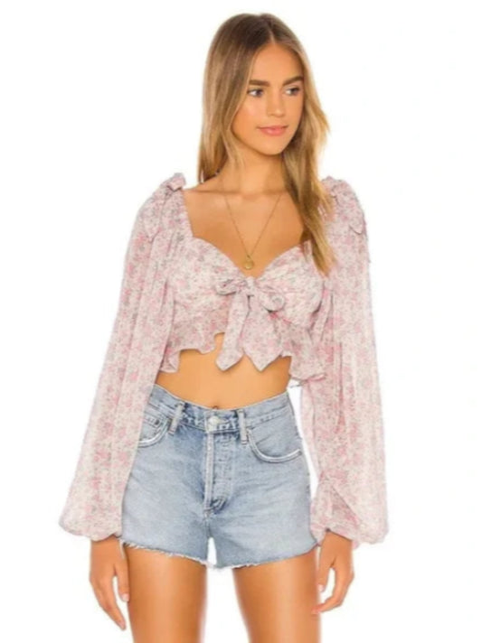Tularosa_Bristol_Tie_Front_Long_Balloon_Sleeve_Crop_Top_Pink_Floral_Print