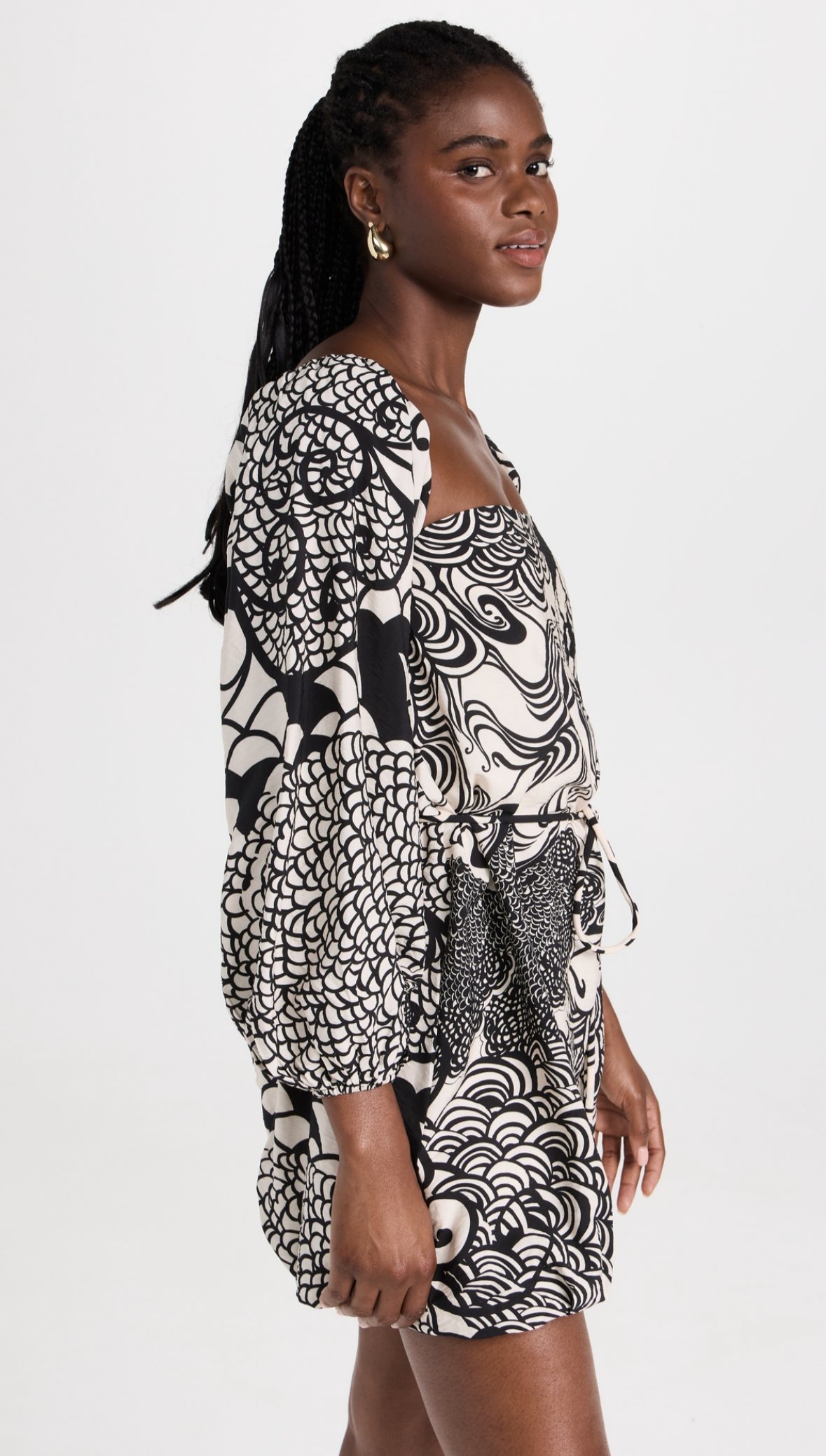 ALEXIS Ellora Dress in Black/Cream Print - Size XXS