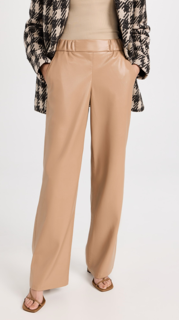 ANINE BING Koa Vegan Leather Tan Pants - Size S