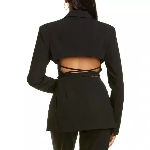 Danielle Bernstein / WeWoreWhat Cut Out Open Back Blazer in Black