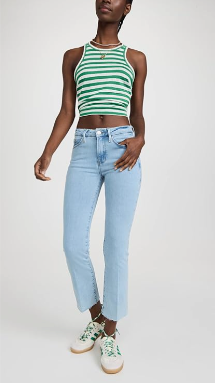 FRAME Le Cropped Mini Boot Mid-Rise Jeans Atwood Light Wash Raw Hem