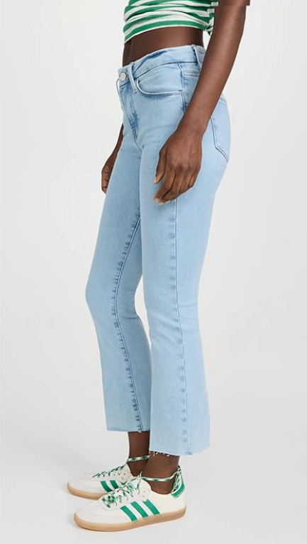 FRAME Le Cropped Mini Boot Mid-Rise Jeans Atwood Light Wash Raw Hem