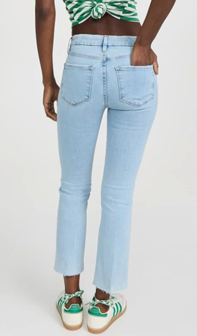 FRAME Le Cropped Mini Boot Mid-Rise Jeans Atwood Light Wash Raw Hem