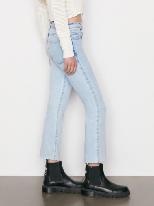 FRAME Le Cropped Mini Boot Mid-Rise Jeans Atwood Light Wash Raw Hem
