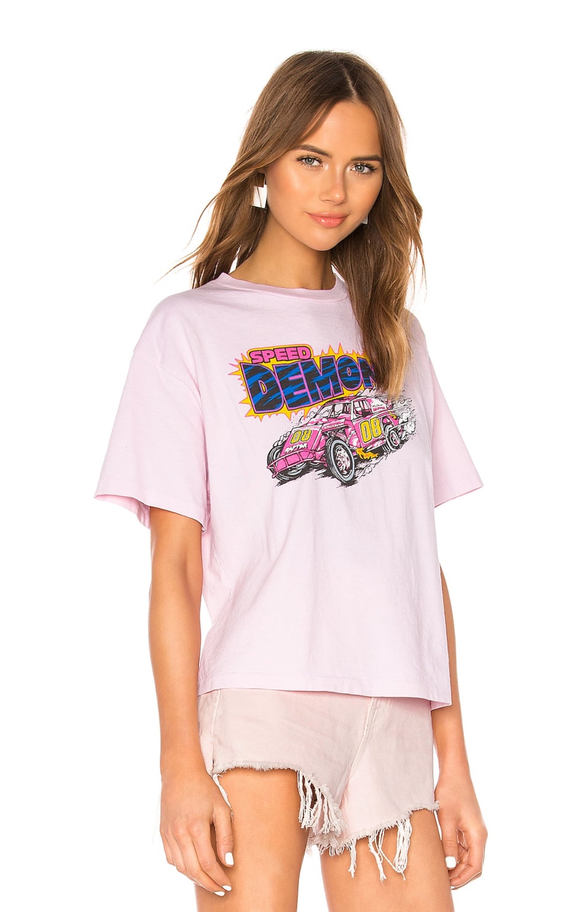 RE/DONE Speed Demon Ex Boyfriend Tee in Pale Pink 
