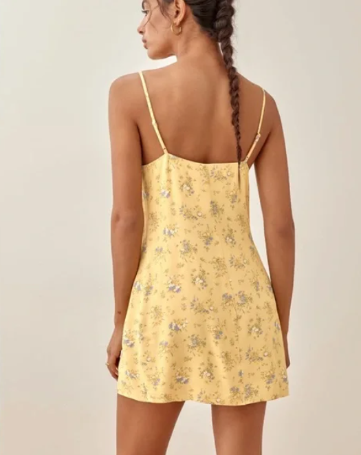 Reformation yellow floral dress
