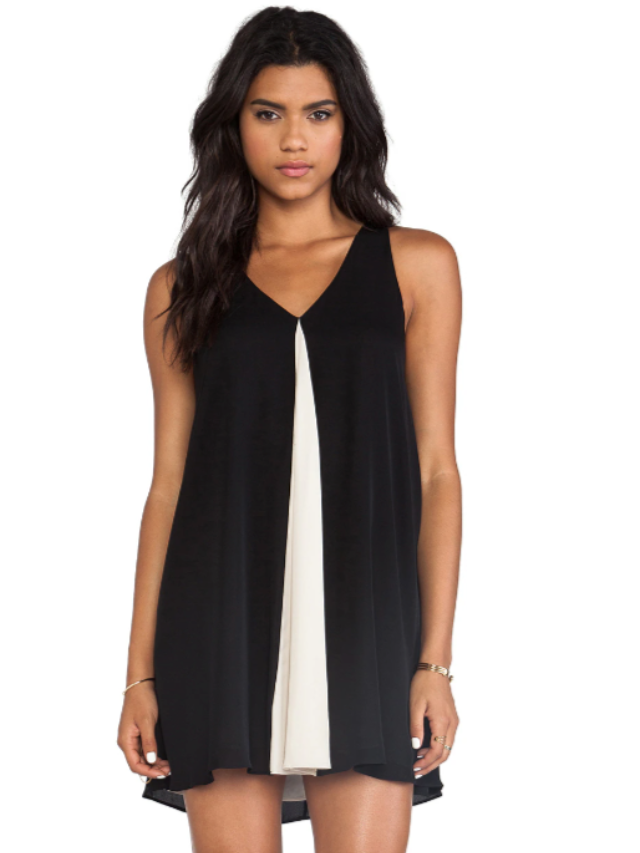 Rola Front Godet Leather T-Back Dress Alice + Olivia 