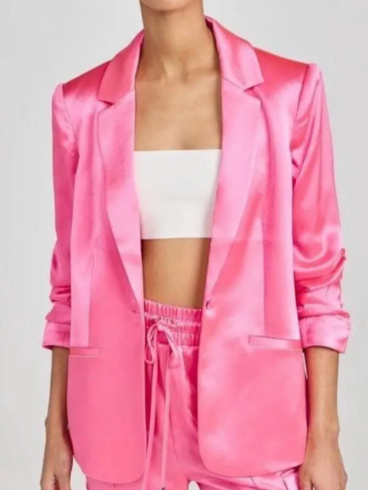 Satin Kylie Blazer  in Pink - Size 2