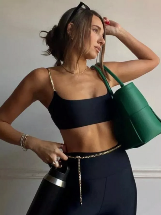 WeWoreWhat Chain Cami Bra Top in Black