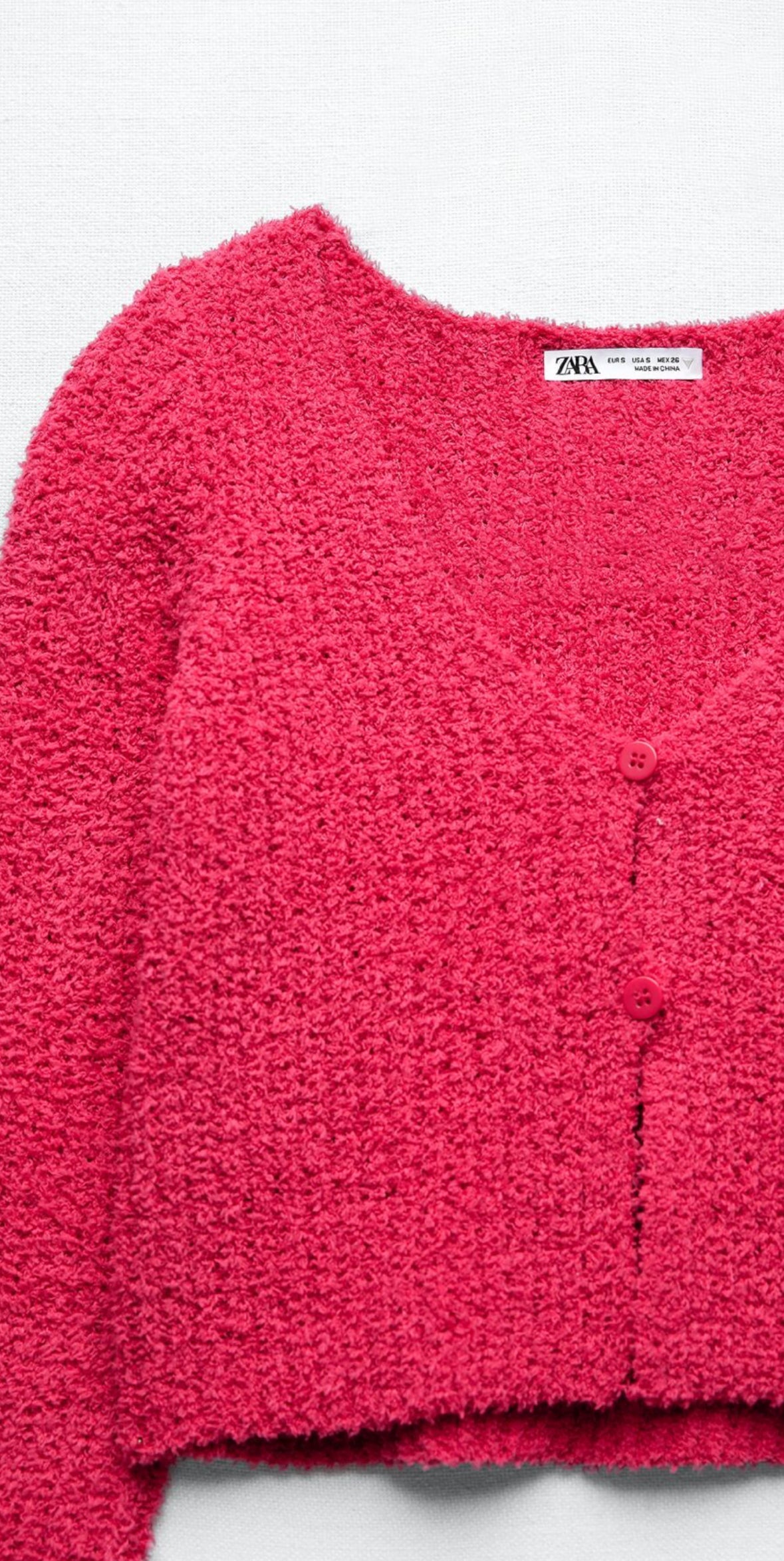 ZARA Chenille Cardigan in Fuchsia - Size S