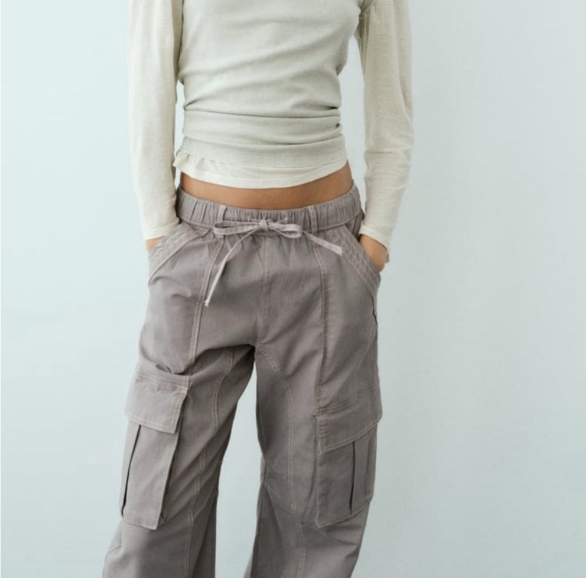 Zara TRF Topstitch Cargo Pants - TIMS