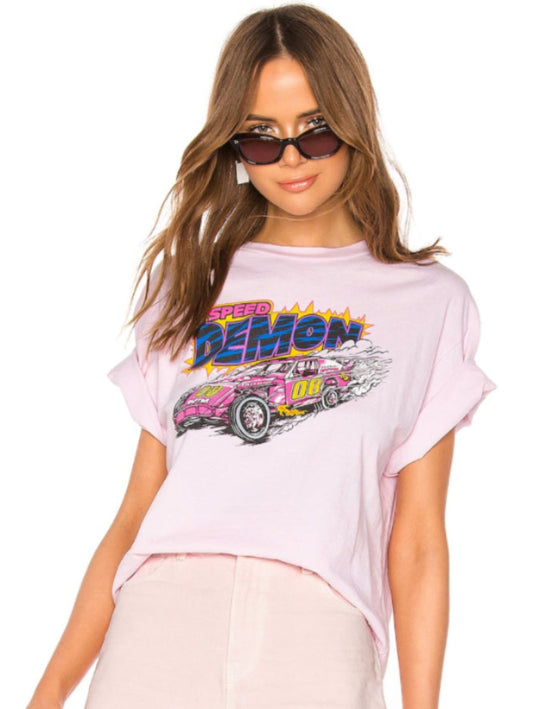 RE/DONE Speed Demon Ex Boyfriend Tee in Pale Pink - Size S